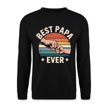 Best Papa Ever Shirt Vater Kind Geschenk Vatertag - Unisex Pullover - Schwarz - Vorne - Alina (178cm) & Michal (187cm)