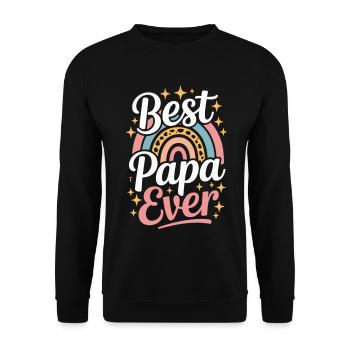 Best Papa Ever T-Shirt Regenbogen Vatertag - Unisex Pullover - Schwarz - Vorne - Alina (178cm) & Michal (187cm)