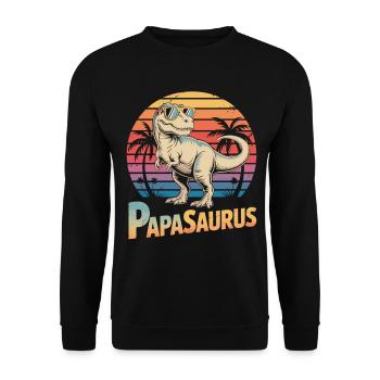 T-shirt Dino Papa Cadeau de la fête des pères pour les pères - Sweat-shirt Unisexe - noir - Devant - Alina (178cm) & Michal (187cm)