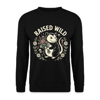 Opossum Flowers Forest Art - Unisex Sweatshirt - black - Front - Alina (178cm) & Michal (187cm)
