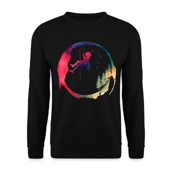 Aquarellfrau Baumklettererin Abenteuer - Unisex Pullover - Schwarz - Vorne - Alina (178cm) & Michal (187cm)