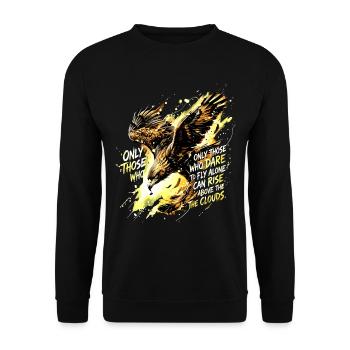 Fly Alone Eagle Quote Art - Unisex Sweatshirt - black - Front - Alina (178cm) & Michal (187cm)