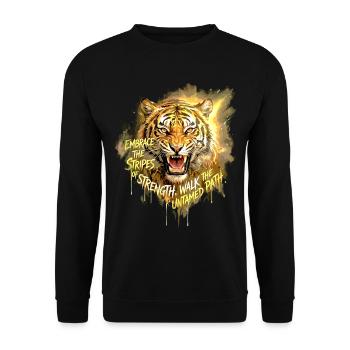 Tiger Strength Untamed Path Quote - Unisex Sweatshirt - black - Front - Alina (178cm) & Michal (187cm)