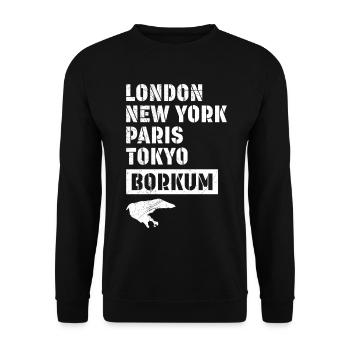 Vacances en mer du Nord LONDRES NEW YORK PARIS BORKUM - Sweat-shirt Unisexe - noir - Devant - Alina (178cm) & Michal (187cm)