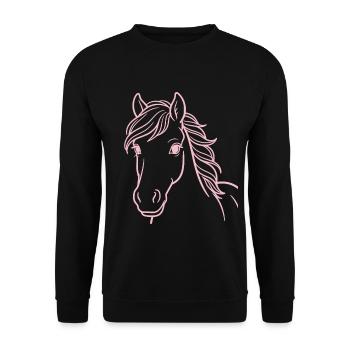 Fille Cheval Rose Art Trait Amour du Cheval - Sweat-shirt Unisexe - noir - Devant - Alina (178cm) & Michal (187cm)