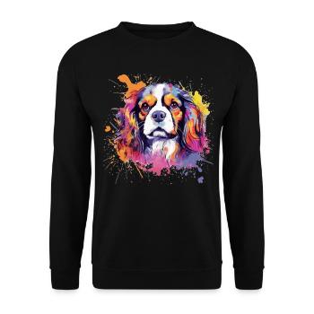 Cavalier King Charles Spaniel Splash Art - Unisex Sweatshirt - black - Front - Alina (178cm) & Michal (187cm)