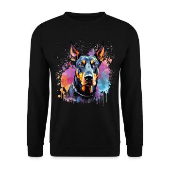 Doberman Pinscher Dog Splash Art - Unisex Sweatshirt - black - Front - Alina (178cm) & Michal (187cm)