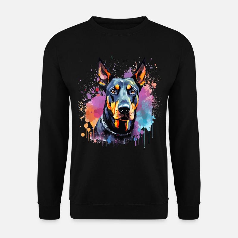 Doberman Pinscher Dog Splash Art - Unisex Pullover - Schwarz