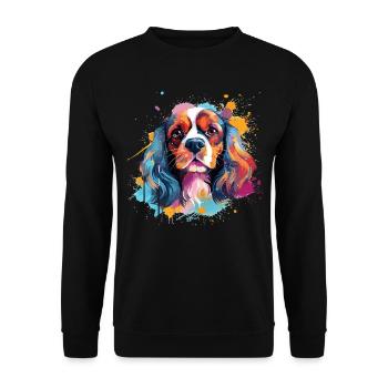 Cavalier King Charles Spaniel Dog Colorful - Unisex Sweatshirt - black - Front - Alina (178cm) & Michal (187cm)
