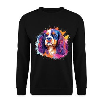 Portrait éclaboussant d’épagneuil vibrant - Sweat-shirt Unisexe - noir - Devant - Alina (178cm) & Michal (187cm)