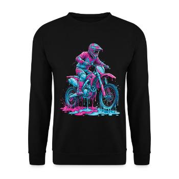 Motocross, Motocrossfahrer, Dirt Bike, Dirt Biker - Unisex Pullover - Schwarz - Vorne - Alina (178cm) & Michal (187cm)