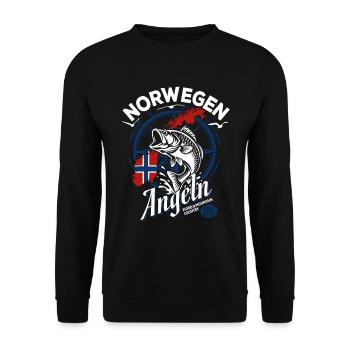 Norwegen Angeln Tour 2026 - Angler Geschenk - Unisex Pullover - Schwarz - Vorne - Alina (178cm) & Michal (187cm)