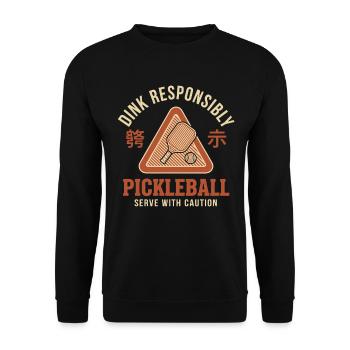 Pickleball Funny Player Dink Responsibly Caution - Unisex Sweatshirt - black - Front - Alina (178cm) & Michal (187cm)
