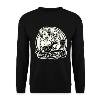 Logo Pin-Up des Beavers Rétro - Sweat-shirt Unisexe - noir - Devant - Alina (178cm) & Michal (187cm)