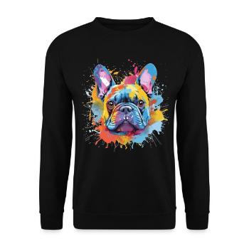 French Bulldog Colorful Dog Splash Art - Unisex Sweatshirt - black - Front - Alina (178cm) & Michal (187cm)