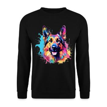 Colorful Dog Splash Art German Shepherd - Unisex Sweatshirt - black - Front - Alina (178cm) & Michal (187cm)