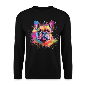 Colorful Dog Splash Art French Bulldog - Unisex Sweatshirt - black - Front - Alina (178cm) & Michal (187cm)