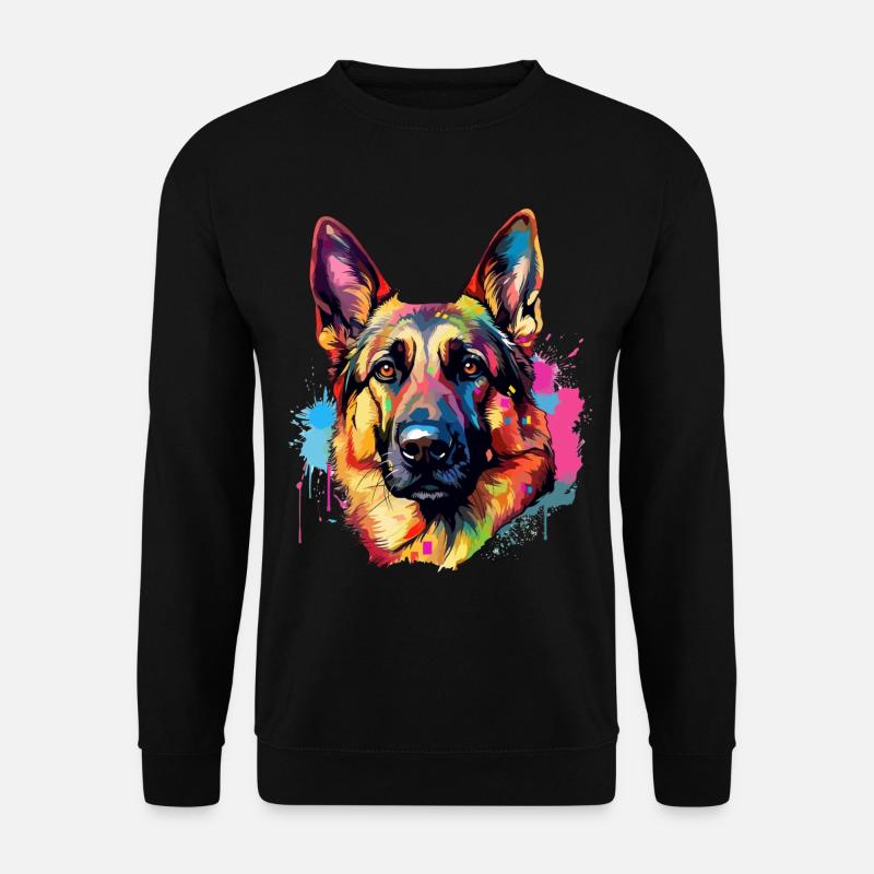 Lebendiger Deutscher Schäferhund Splash - Unisex Pullover - Schwarz