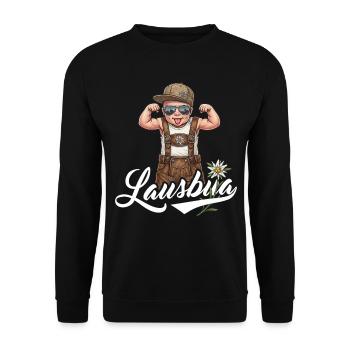 Lausbua T-Shirt Herren Trachtenshirt Kinder Tracht - Unisex Pullover - Schwarz - Vorne - Alina (178cm) & Michal (187cm)