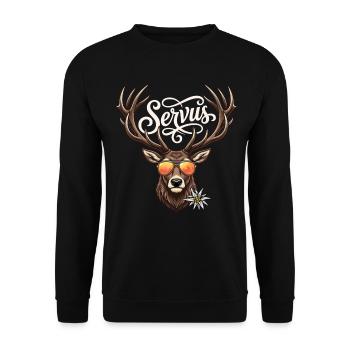 Servus T-Shirt Men's Traditional Shirt Traditional Shirt - Unisex Sweatshirt - black - Front - Alina (178cm) & Michal (187cm)