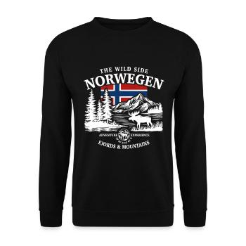 The wild side - Norwegen Urlaub Natur Geschenk - Unisex Pullover - Schwarz - Vorne - Alina (178cm) & Michal (187cm)