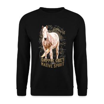 Dapple Grey Native Spirit Horse Illustration - Unisex Sweatshirt - black - Front - Alina (178cm) & Michal (187cm)