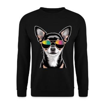 Chihuahua avec des lunettes de soleil - Sweat-shirt Unisexe - noir - Devant - Alina (178cm) & Michal (187cm)