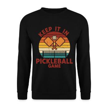 Pickleball Keep It In Game lustige Spieler-Paddel - Unisex Pullover - Schwarz - Vorne - Alina (178cm) & Michal (187cm)