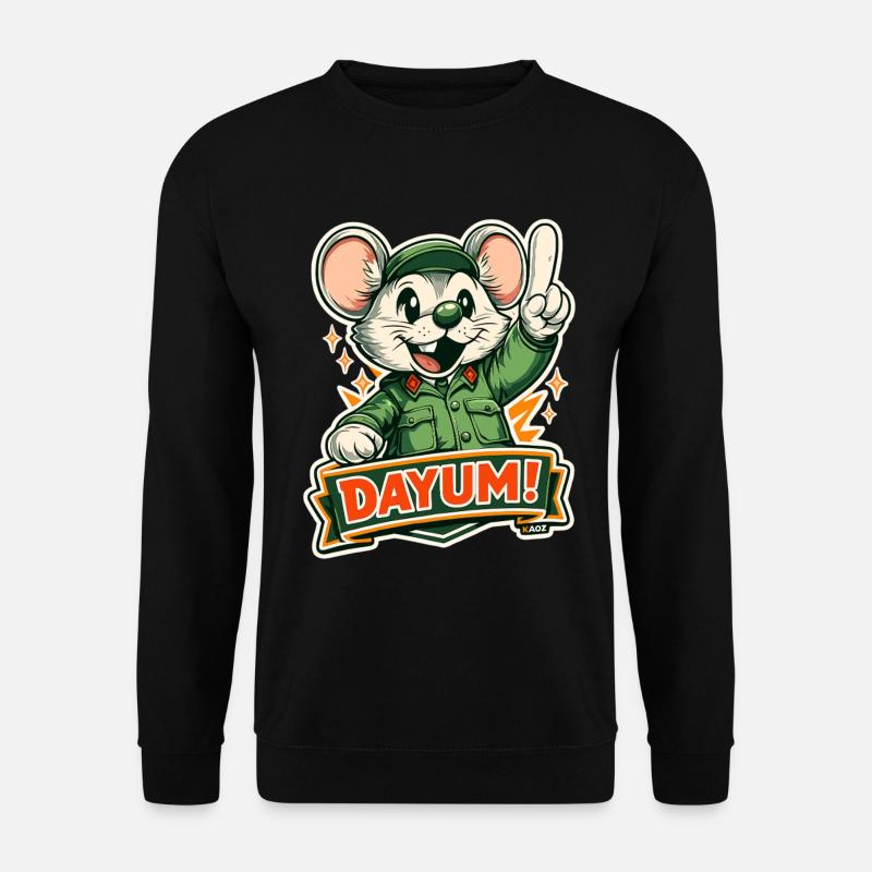 Dayum-Maus in grüner Uniform - Unisex Pullover - Schwarz