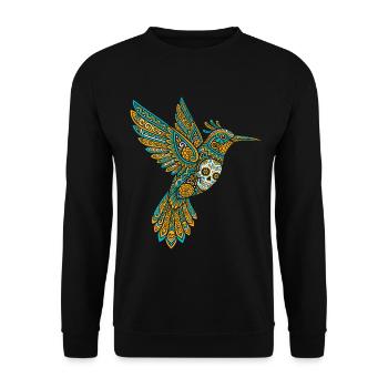 Skull Alebrije Hummingbird Mexican - Unisex Sweatshirt - black - Front - Alina (178cm) & Michal (187cm)