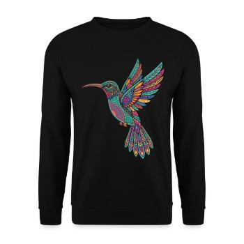 Alebrije Hummingbird Mexican Folk - Unisex Sweatshirt - black - Front - Alina (178cm) & Michal (187cm)