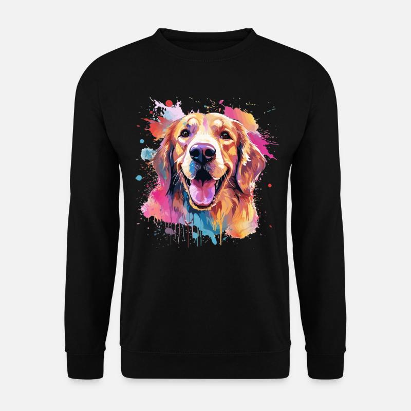 Golden Retriever Bunte Hunde-Splash-Kunst - Unisex Pullover - Schwarz