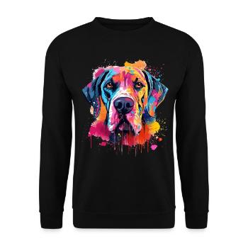 Colorful Splash Art Great Dane Dog - Unisex Sweatshirt - black - Front - Alina (178cm) & Michal (187cm)