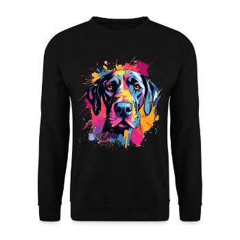 Art éclaboussuré de chien dogue allemand coloré - Sweat-shirt Unisexe - noir - Devant - Alina (178cm) & Michal (187cm)