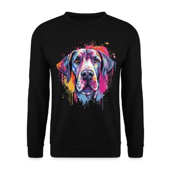Art coloré éclaboussuré de chien en grand dogue - Sweat-shirt Unisexe - noir - Devant - Alina (178cm) & Michal (187cm)