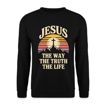 Jesus Der Weg Die Wahrheit Das Leben - Unisex Pullover - Schwarz - Vorne - Alina (178cm) & Michal (187cm)