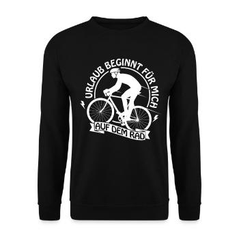 Urlaub beginnt für mich auf dem Rad - Unisex Pullover - Schwarz - Vorne - Alina (178cm) & Michal (187cm)