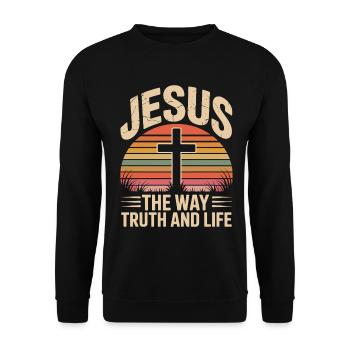 Jesus Der Weg Wahrheit Leben Christlich - Unisex Pullover - Schwarz - Vorne - Alina (178cm) & Michal (187cm)