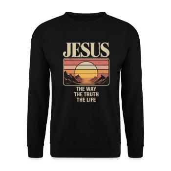 Jesus Der Weg Die Wahrheit Das Leben John 14:6 - Unisex Pullover - Schwarz - Vorne - Alina (178cm) & Michal (187cm)