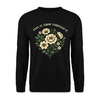 Feel It Grow Through It Floral Design - Unisex Sweatshirt - black - Front - Alina (178cm) & Michal (187cm)