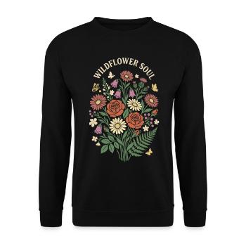 Wildflower Soul Floral Bouquet Design - Unisex Sweatshirt - black - Front - Alina (178cm) & Michal (187cm)
