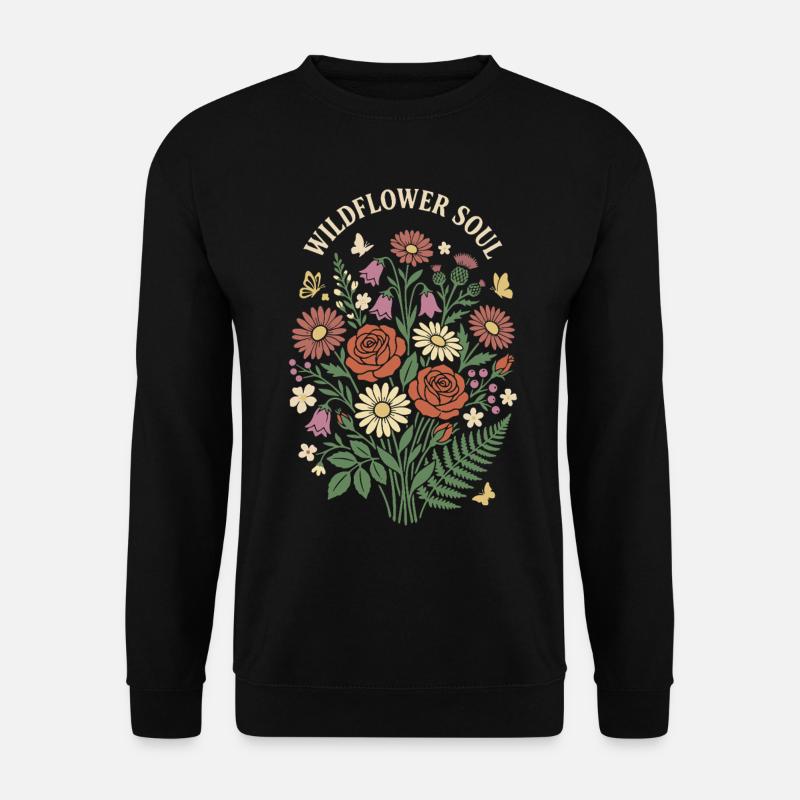 Wildflower Soul Blumenstrauß-Design - Unisex Pullover - Schwarz