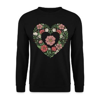Floral Heart Botanical Bloom Design - Unisex Sweatshirt - black - Front - Alina (178cm) & Michal (187cm)