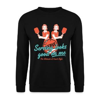 Pickleball-lustiger Pickleball-Pickleball - Unisex Pullover - Schwarz - Vorne - Alina (178cm) & Michal (187cm)