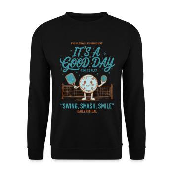 Joueur drôle de pickleball Bonne journée pour jouer - Sweat-shirt Unisexe - noir - Devant - Alina (178cm) & Michal (187cm)