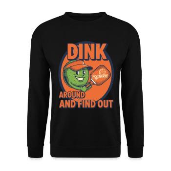 Pickleball spielt herum und findet den lustigen Spieler heraus - Unisex Pullover - Schwarz - Vorne - Alina (178cm) & Michal (187cm)