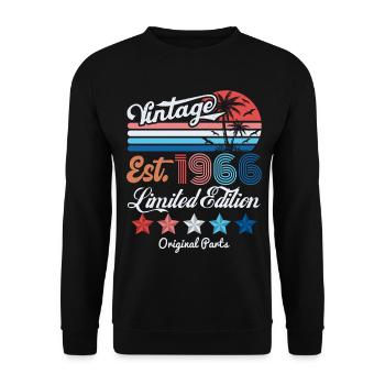 1966 Vintage Birthday Gift 60th Birthday 60 Years - Unisex Sweatshirt - black - Front - Alina (178cm) & Michal (187cm)