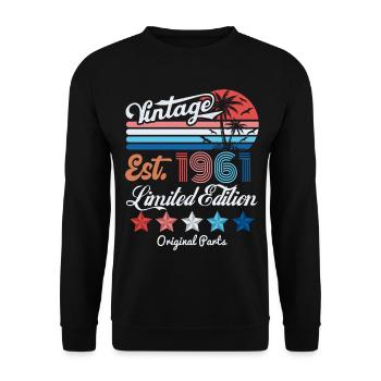 1961 Vintage Birthday Gift 65th Birthday 65 Years - Unisex Sweatshirt - black - Front - Alina (178cm) & Michal (187cm)