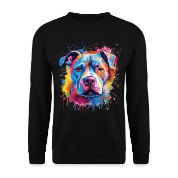 Colorful Pitbull Splash Art Dog - Unisex Sweatshirt - black - Front - Alina (178cm) & Michal (187cm)