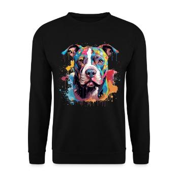 Pitbull Dog Colorful Splash Art - Unisex Sweatshirt - black - Front - Alina (178cm) & Michal (187cm)
